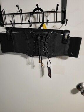Black Lace-Up Elastic Corset Waist Belt -  Women Accessories